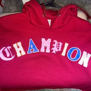 Champion Cropped Red Hoodie